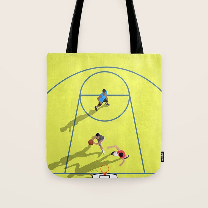 Bring Your Game to Life | Vibrant Yellow Basketball Court Artwork Tote Bag Gallery Image 1