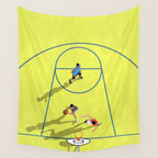 Bring Your Game to Life | Vibrant Yellow Basketball Court Artwork Wall Tapestry Gallery Image 4