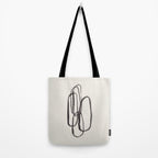 Nesting Ovals Mid Century Modern Minimalist Black Ink Painting Funky Tribal Tote Bag Gallery Image 2