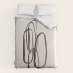 Nesting Ovals Mid Century Modern Minimalist Black Ink Painting Funky Tribal Comforter Gallery Image 6