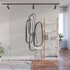 Nesting Ovals Mid Century Modern Minimalist Black Ink Painting Funky Tribal Wall Mural Gallery Image 1