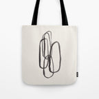 Nesting Ovals Mid Century Modern Minimalist Black Ink Painting Funky Tribal Tote Bag Gallery Image 1