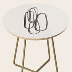 Nesting Ovals Mid Century Modern Minimalist Black Ink Painting Funky Tribal Side Table Gallery Image 2