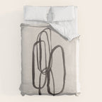 Nesting Ovals Mid Century Modern Minimalist Black Ink Painting Funky Tribal Duvet Cover Gallery Image 6