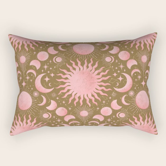 Dusty Pink Boho Celestial Rectangular Pillow Gallery Image 2