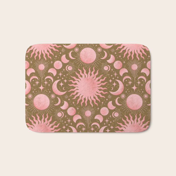 Dusty Pink Boho Celestial Bath Mat Gallery Image 1