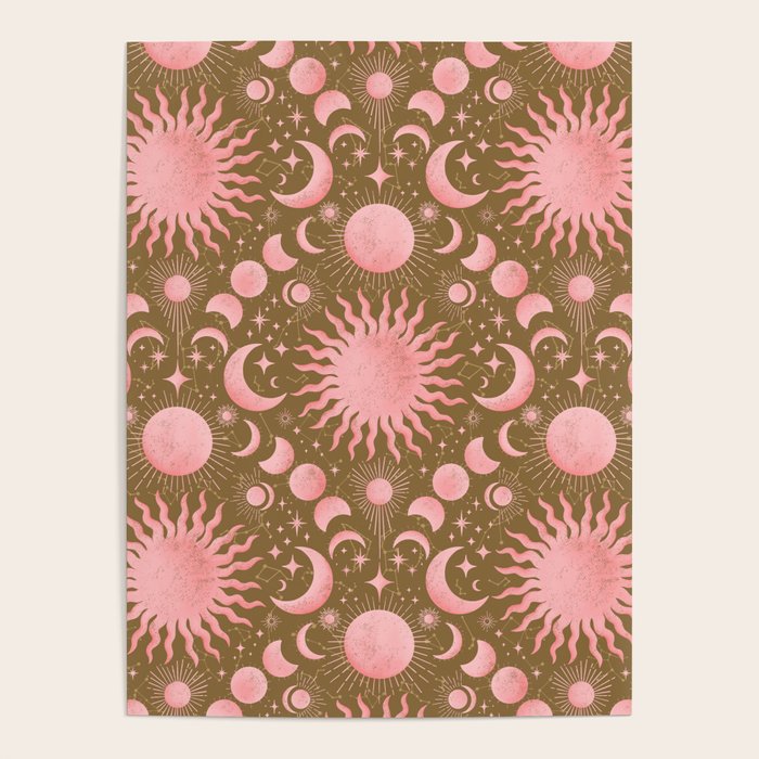 Dusty Pink Boho Celestial Poster Gallery Image 1