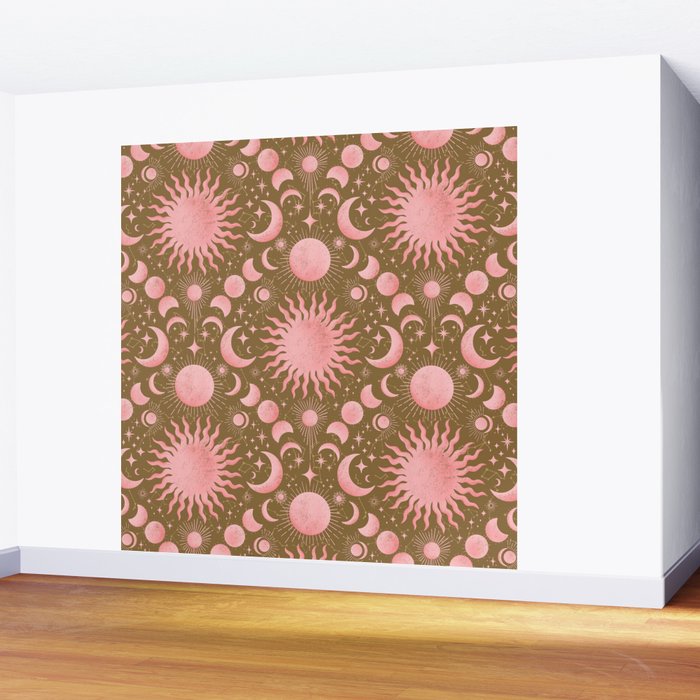 Dusty Pink Boho Celestial Wall Mural Gallery Image 2
