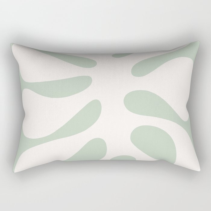 Minimal Abstract Matisse Monstera Pastel Sage Green 2/2 Rectangular Pillow Gallery Image 1