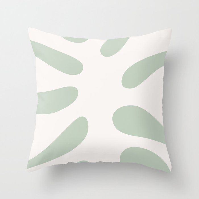 Minimal Abstract Matisse Monstera Pastel Sage Green 2/2 Throw Pillow Gallery Image 1