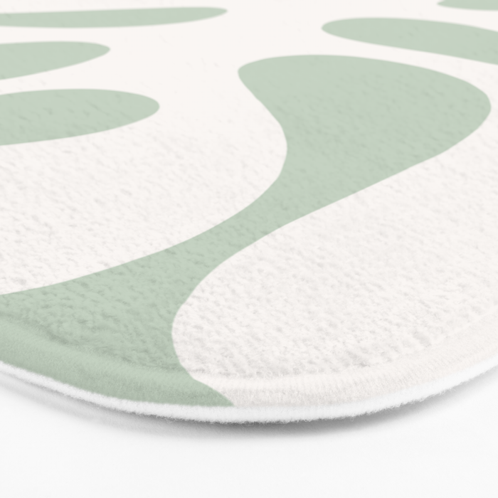 Minimal Abstract Matisse Monstera Pastel Sage Green 2/2 Bath Mat Gallery Image 3