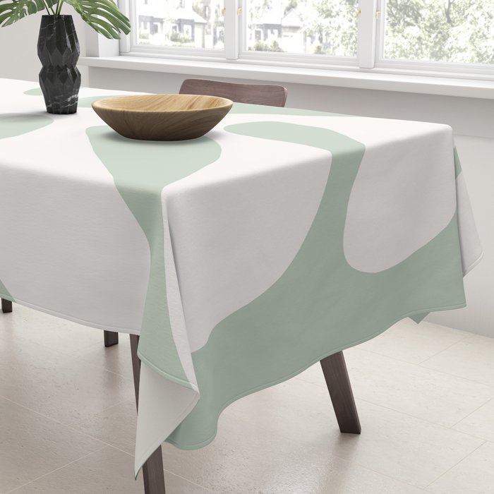 Minimal Abstract Matisse Monstera Pastel Sage Green 2/2 Tablecloth Gallery Image 3