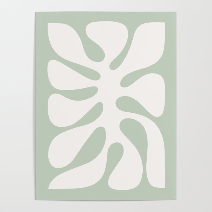 Minimal Abstract Matisse Monstera Pastel Sage Green 2/2 Poster Gallery Image 4