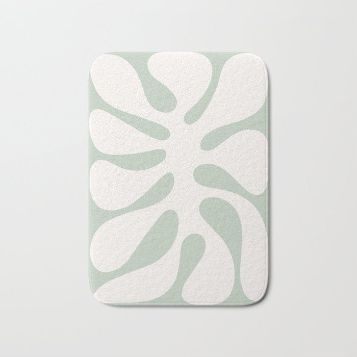 Minimal Abstract Matisse Monstera Pastel Sage Green 2/2 Bath Mat Gallery Image 1
