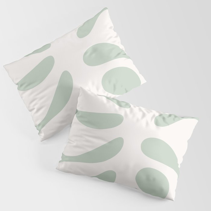 Minimal Abstract Matisse Monstera Pastel Sage Green 2/2 Pillow Sham Gallery Image 3