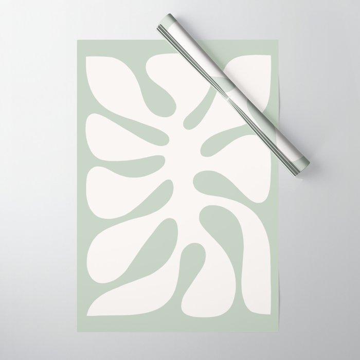 Minimal Abstract Matisse Monstera Pastel Sage Green 2/2 Wrapping Paper Gallery Image 1