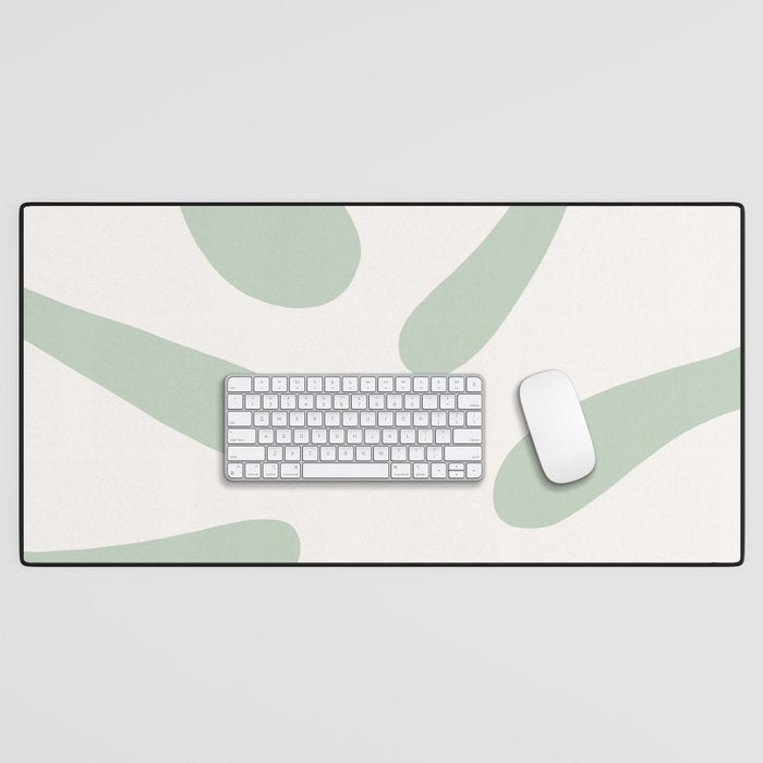 Minimal Abstract Matisse Monstera Pastel Sage Green 2/2 Desk Mat Gallery Image 1