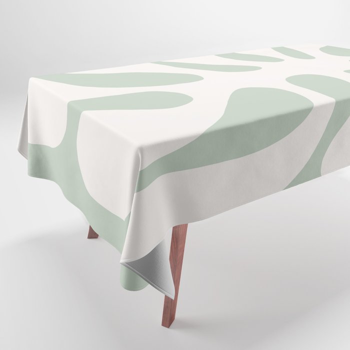 Minimal Abstract Matisse Monstera Pastel Sage Green 2/2 Tablecloth Gallery Image 1