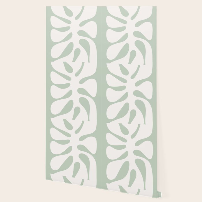 Minimal Abstract Matisse Monstera Pastel Sage Green 2/2 Wallpaper Gallery Image 2