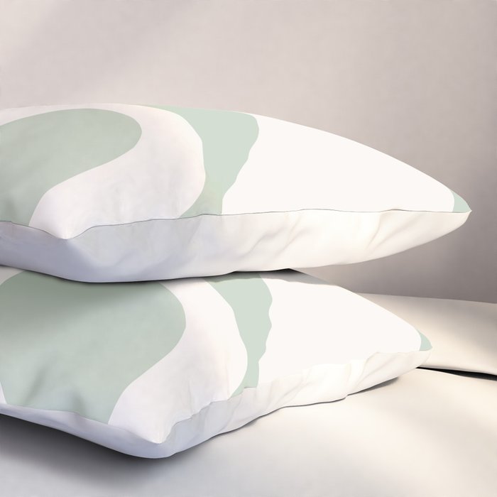 Minimal Abstract Matisse Monstera Pastel Sage Green 2/2 Pillow Sham Gallery Image 3