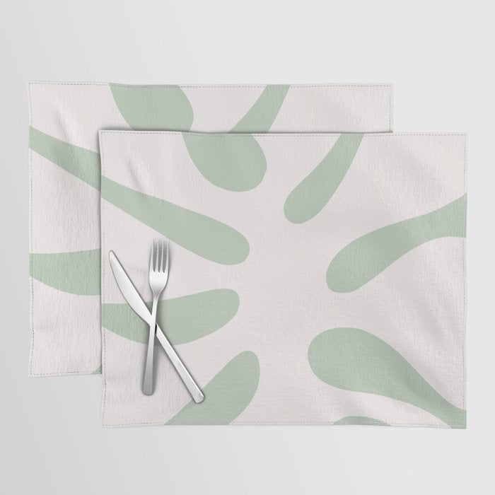 Minimal Abstract Matisse Monstera Pastel Sage Green 2/2 Placemat Gallery Image 1