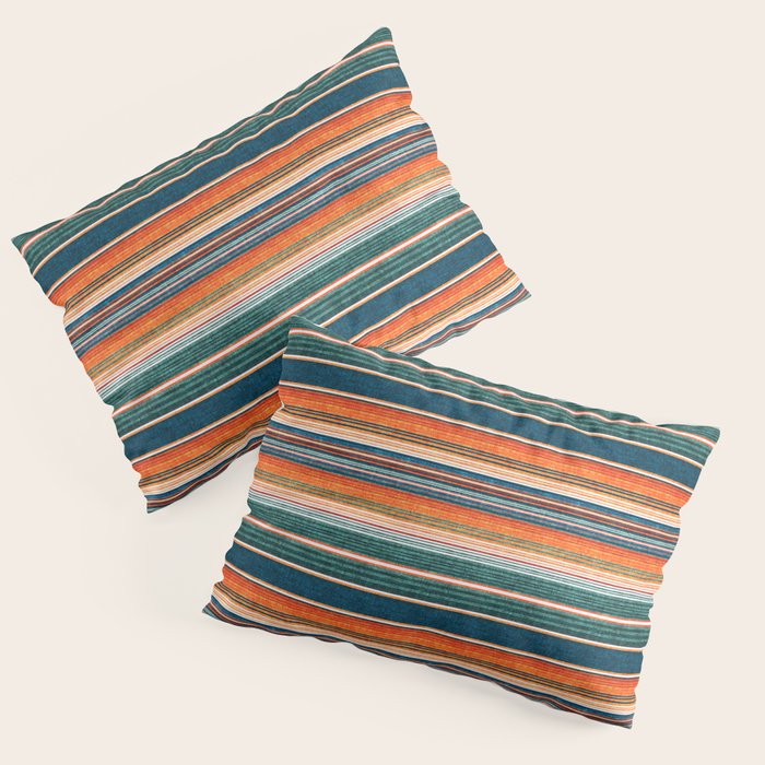 serape southwest stripe - orange & dark teal Pillow Sham Gallery Image 1