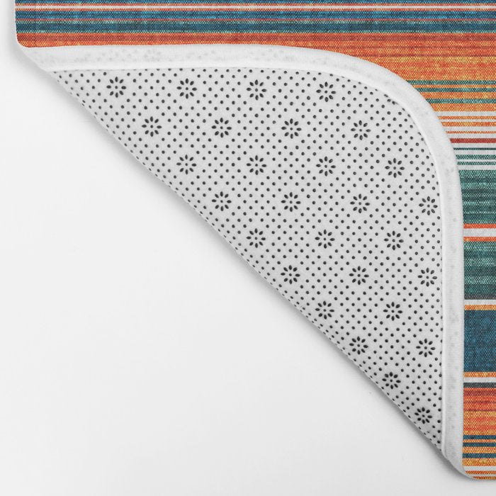 serape southwest stripe - orange & dark teal Bath Mat Gallery Image 2