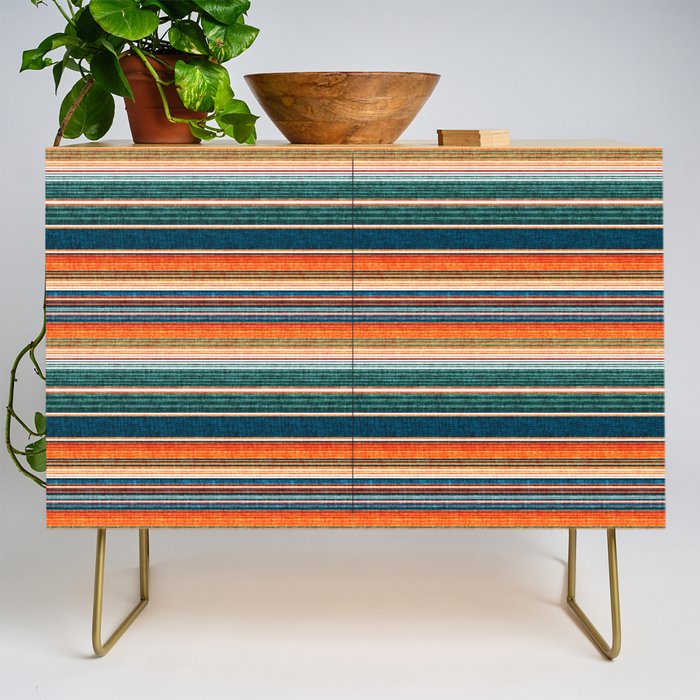 serape southwest stripe - orange & dark teal Credenza Gallery Image 1