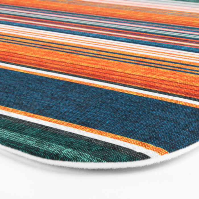 serape southwest stripe - orange & dark teal Bath Mat Gallery Image 3