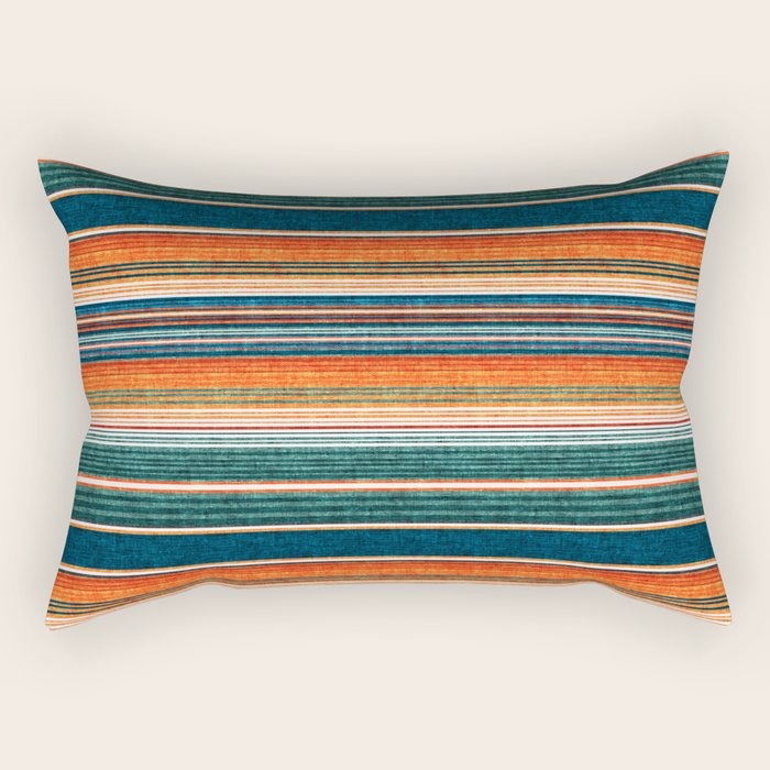 serape southwest stripe - orange & dark teal Rectangular Pillow Gallery Image 1
