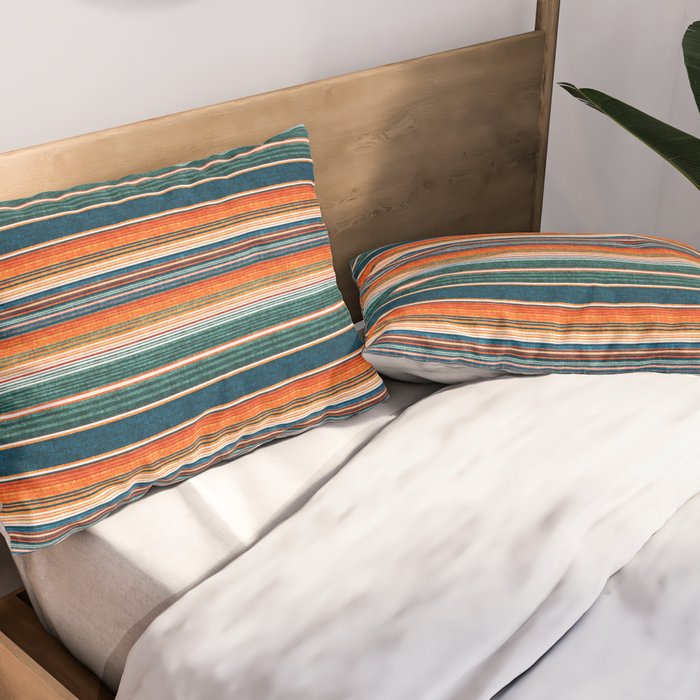 serape southwest stripe - orange & dark teal Pillow Sham Gallery Image 2