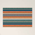 serape southwest stripe - orange & dark teal Welcome Mat Gallery Image 1
