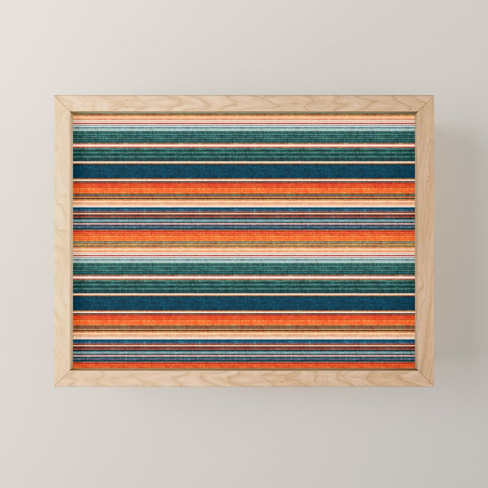 serape southwest stripe - orange & dark teal Mini Art Print Gallery Image 1