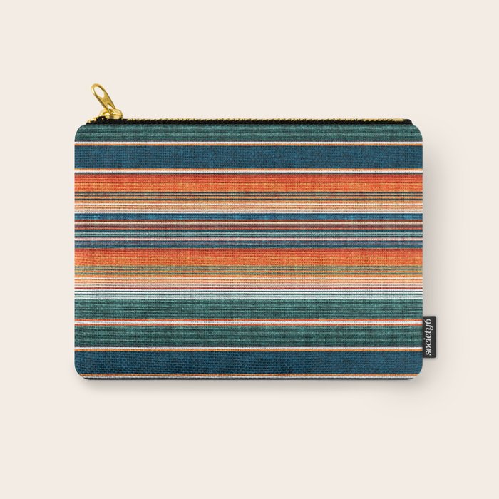serape southwest stripe - orange & dark teal Carry All Pouch Gallery Image 1