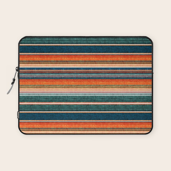 serape southwest stripe - orange & dark teal Laptop Sleeve Gallery Image 1