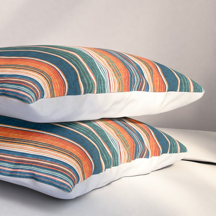 serape southwest stripe - orange & dark teal Pillow Sham Gallery Image 3