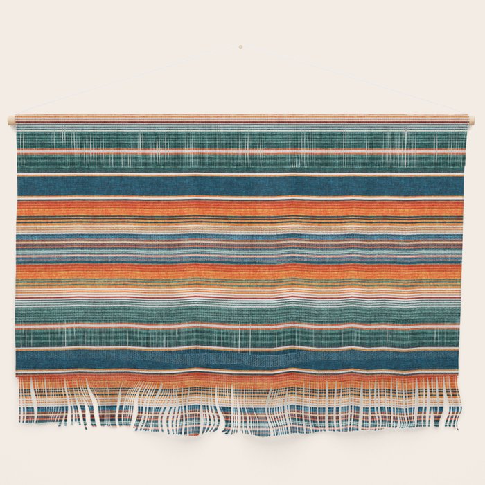 serape southwest stripe - orange & dark teal Wall Hanging Gallery Image 1
