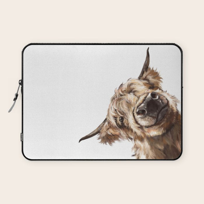 Sneaky Highland Cow Laptop Sleeve Gallery Image 1