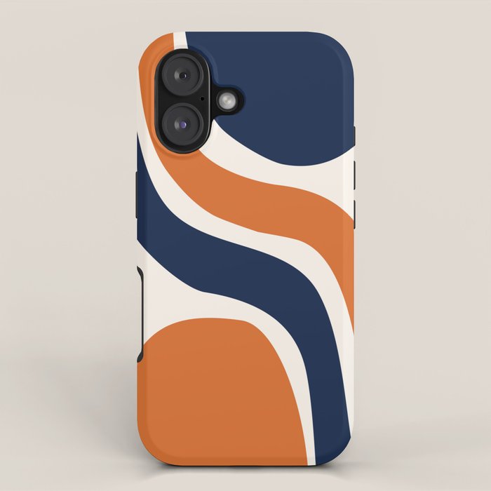 Abstract Shapes 66 in Vintage Orange and Navy Blue iPhone Case Gallery Image 1