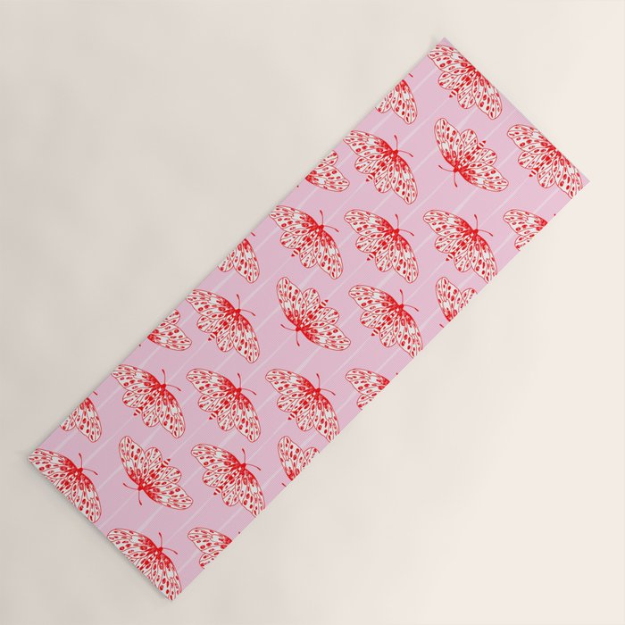 Butterfly Pink Red Yoga Mat Gallery Image 1