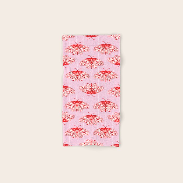 Butterfly Pink Red Bath Towel Gallery Image 1