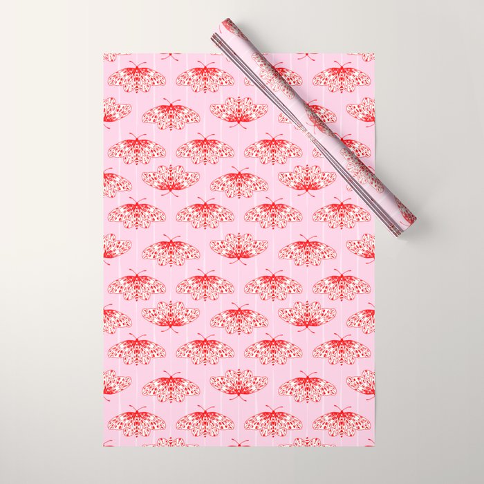 Butterfly Pink Red Wrapping Paper Gallery Image 1