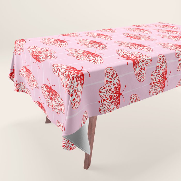 Butterfly Pink Red Tablecloth Gallery Image 1