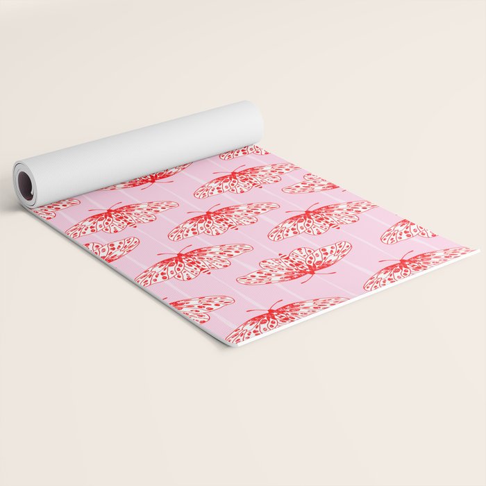 Butterfly Pink Red Yoga Mat Gallery Image 2