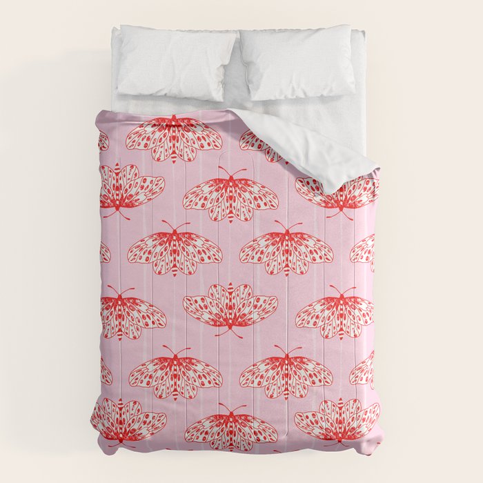 Butterfly Pink Red Comforter Gallery Image 1