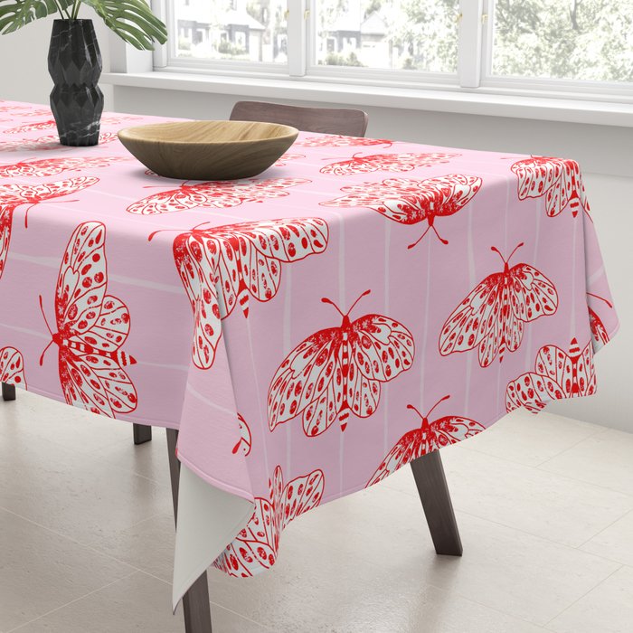 Butterfly Pink Red Tablecloth Gallery Image 3