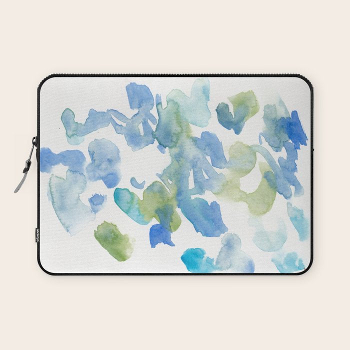 Abstract Art 180714 Abstract 16 Blue Green Watercolour | Watercolor Brush Strokes Laptop Sleeve Gallery Image 1