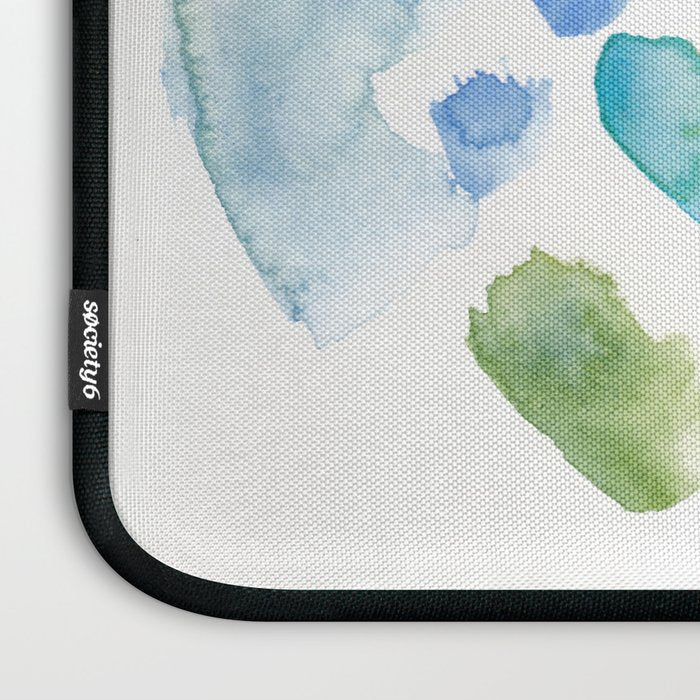Abstract Art 180714 Abstract 16 Blue Green Watercolour | Watercolor Brush Strokes Laptop Sleeve Gallery Image 3