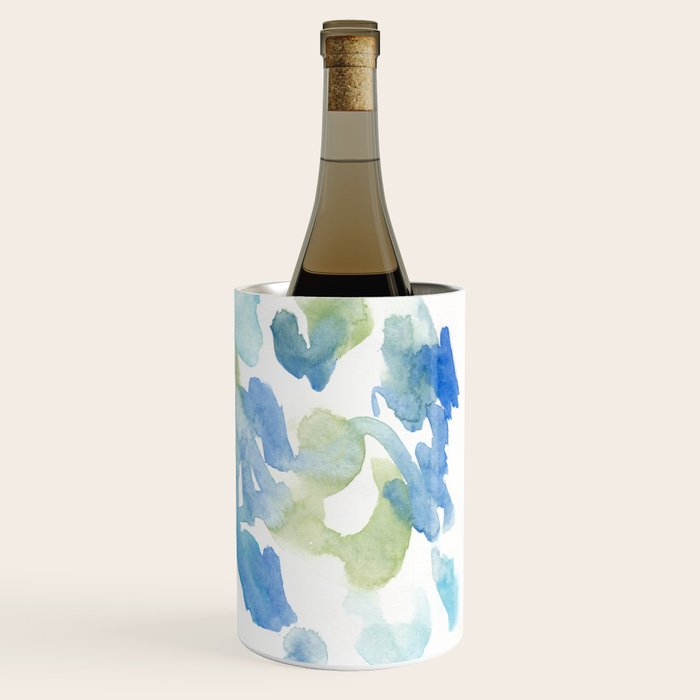 Abstract Art 180714 Abstract 16 Blue Green Watercolour | Watercolor Brush Strokes Wine Chiller Gallery Image 3