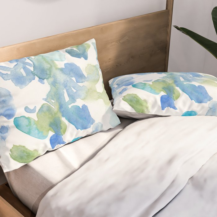 Abstract Art 180714 Abstract 16 Blue Green Watercolour | Watercolor Brush Strokes Pillow Sham Gallery Image 2